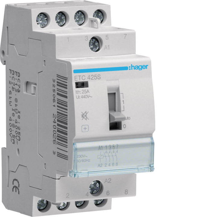 Hager ETC425S Humfree N&D Contactor 25A 4NO 230V