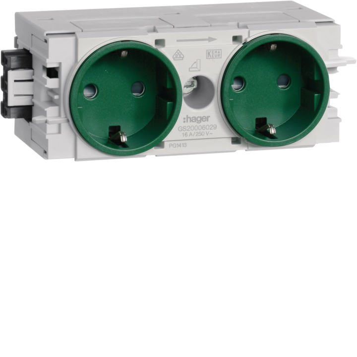 Hager GS20006029 Pistikupesa 2-osaline Wago C-profiil roheline