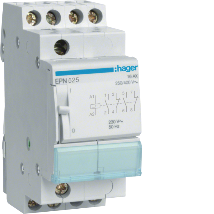 Hager EPN525 Latching Relay 2NC+2NO 230V AC