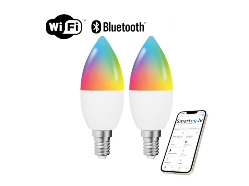 Laxihub Viedā LED spuldze WiFi BLE LAE14S E14 3.5W RGBW (2 pack) E14