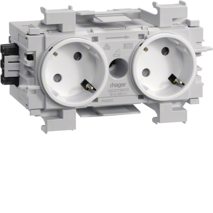 Hager GS20119016 Pistikupesa 2-osaline 45° Wago f-mount tw