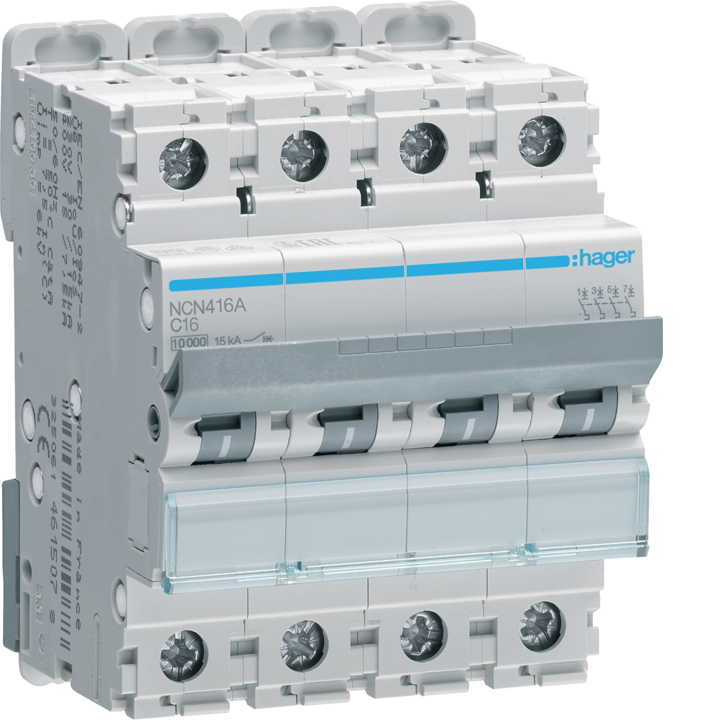 Hager NCN416 MCB 4P C-16A 10kA
