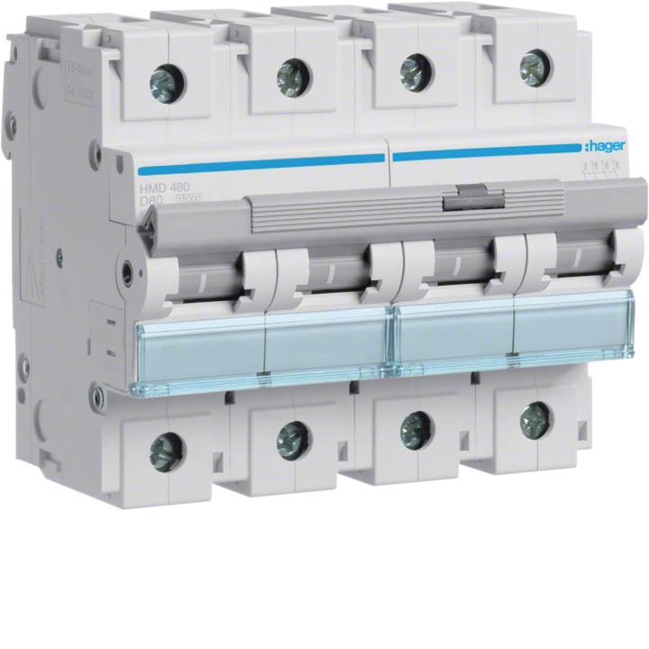 Hager HMF480 MCB 4P 15kA D-80A 6M