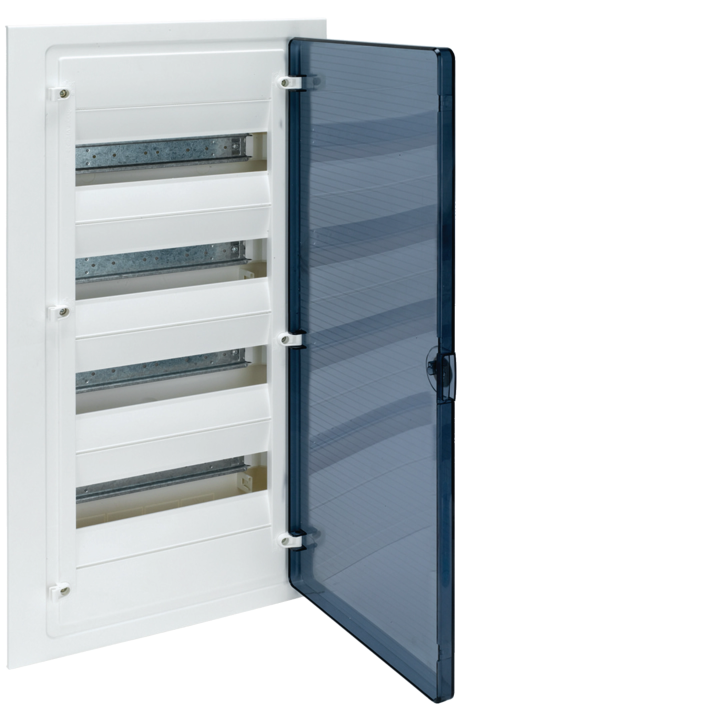 Hager VF412TD Flush-Mount Distribution Board, 48 Modules, Transparent Door, IP30
