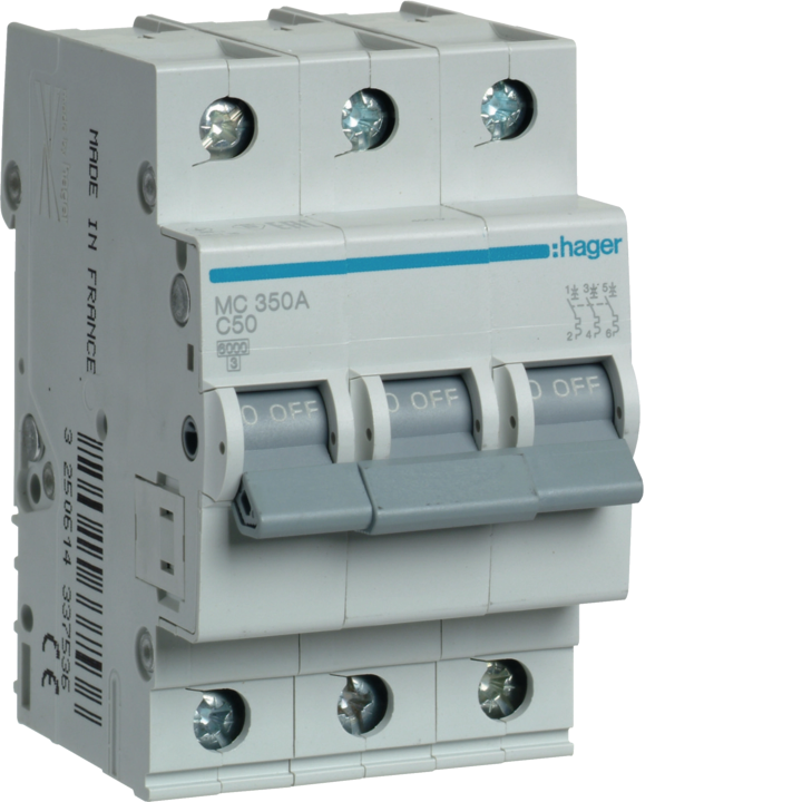 Hager KC350 MCB 3P C-50A 6kA 3M