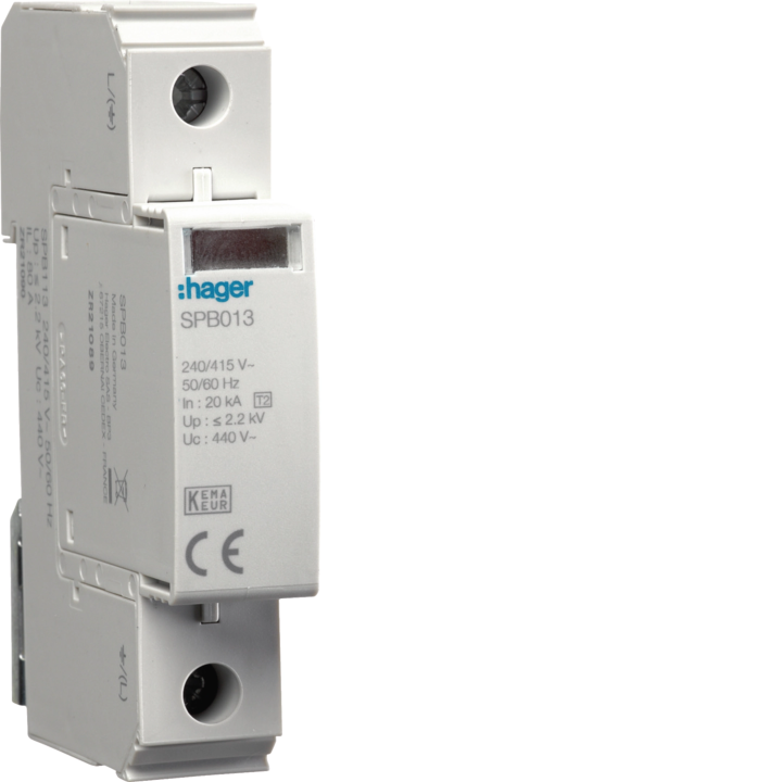 Hager SPB117 SPD Type 2 1P 40kA IT System