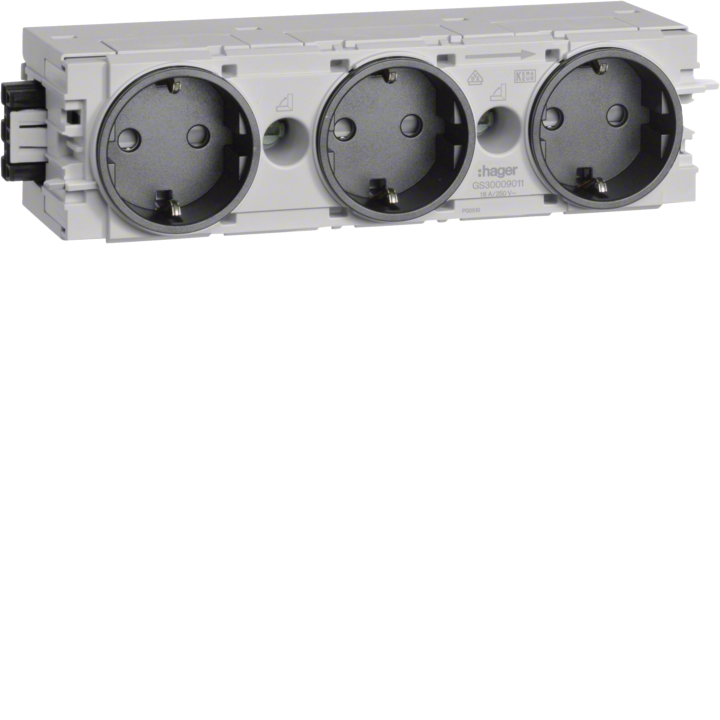 Hager GS30009011 3-grupu ligzda-Outlet Wago C-profils