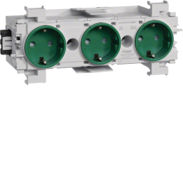 Розетка Hager GS30016029, 3-гнездовая, зеленая