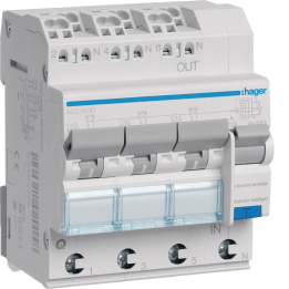 Hager ADZ363D RCBO 3P+N 13A C 30mA Type A 6kA