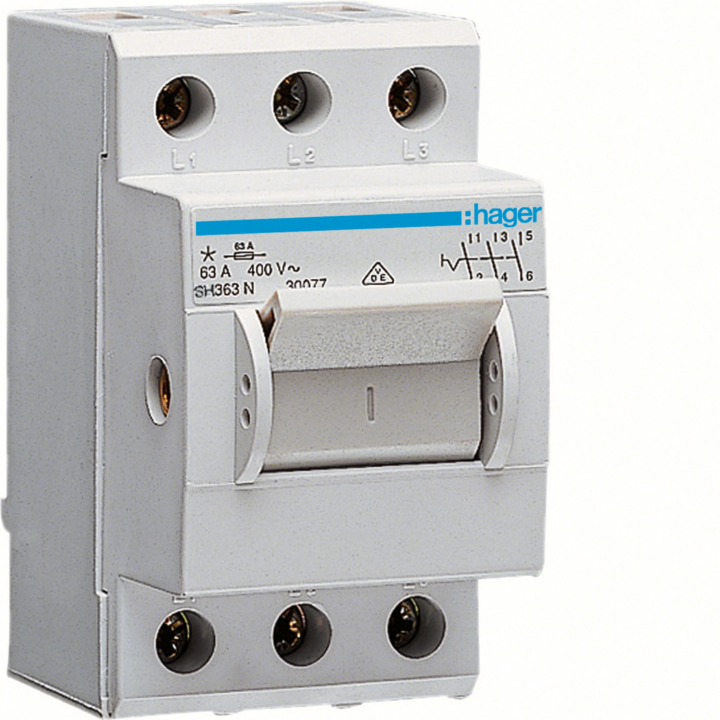 Hager SH363N Switch Disconnector 63A 3P 2.5 Modules
