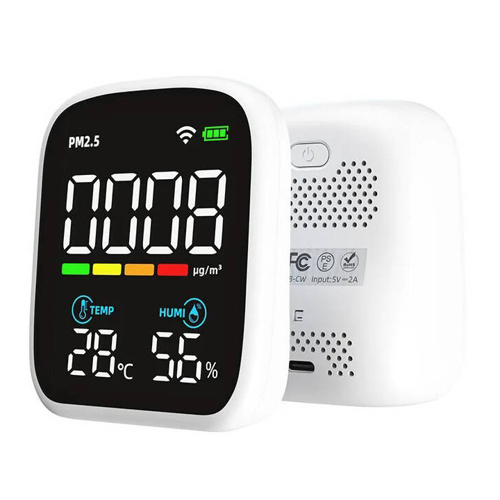 PM2.5 oro kokybės jutiklis su temperatūros ir drėgmės matavimu. WiFi TUYA