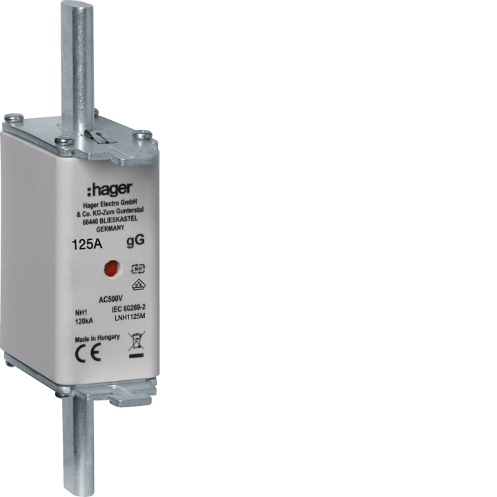Hager LNH1125M HRC LV Fuse Link NH1 gG AC500V 125A