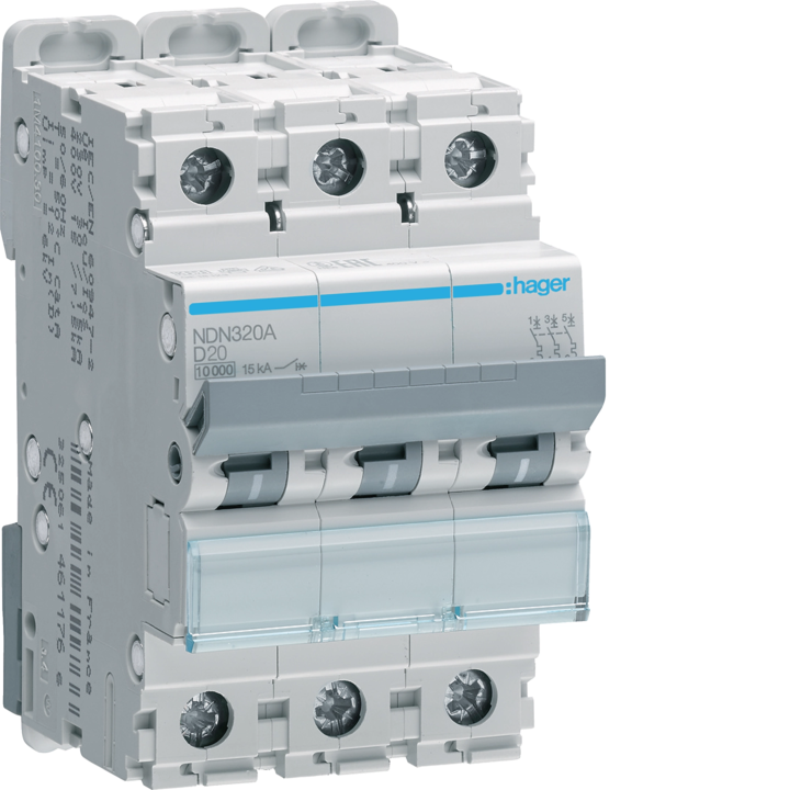 Hager NDN320 MCB 3P D-20A 10kA