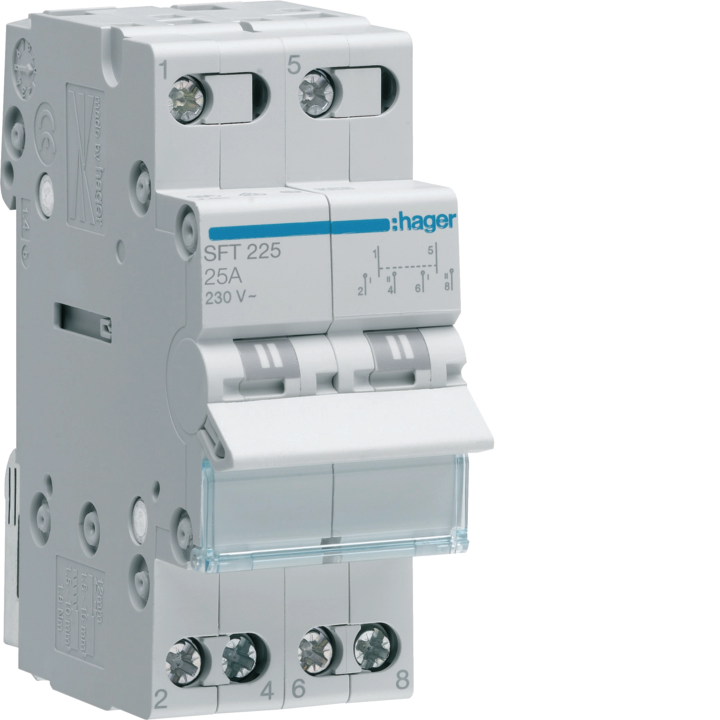 Hager SFT232 2P 25A Centre Off Changeover Switch