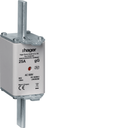 Hager LNH2025M NH2 gG 25A 500V AC Fuse Link with Central Indicator