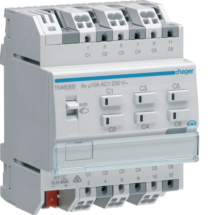 Hager TXA606B 6-Way Distribution Block 10A