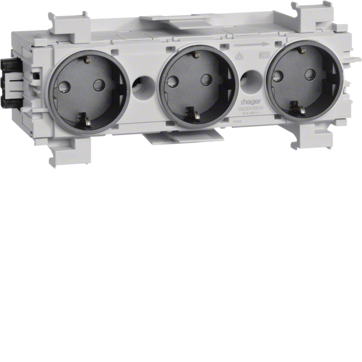 Hager GS30019011 3-Gang Smart Socket Outlet (G tipas)