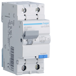 Hager AD990J RCBO 1P+N 4.5kA C-40A 30mA AC