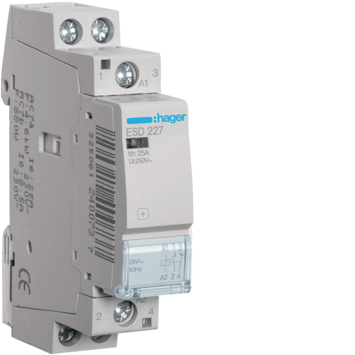 Hager ESD227 Contactor 25A 1NO+1NC 24V