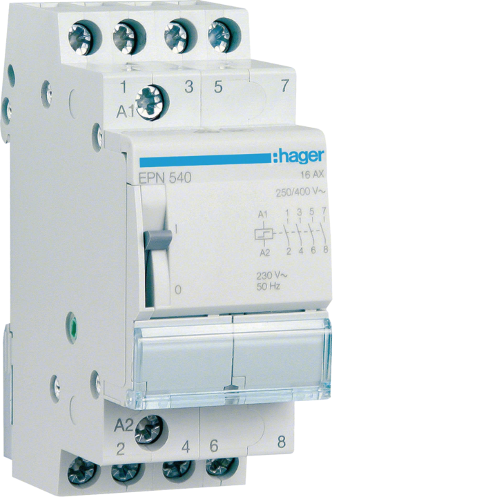 Реле Hager EPE540, электромагнитное, 4NO, 230V AC, 16A