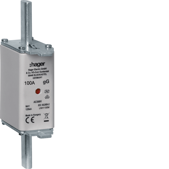 Hager LNH1100M HRC LV Fuse Link NH1C gG AC500V 100A