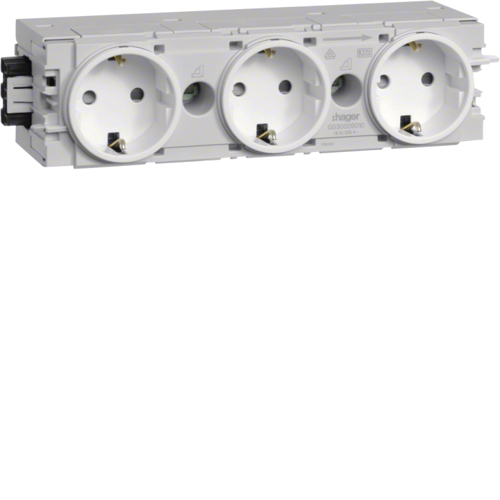 Hager GS30009016 3-Gang Socket-Outlet, White