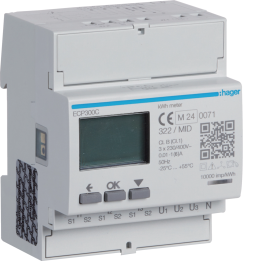 Hager ECP300C 3-Phase kWh Meter via CT 1-5A 4M MID