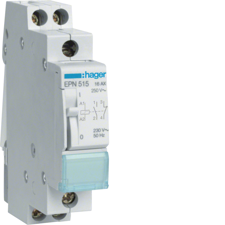 Hager EPN515 Latching Relay 1NC+1NO 230V