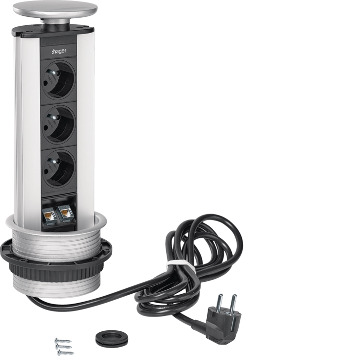 Hager G7044LAN iebūvēta izejas ierīce ar LAN, 3 ligzdas, balts