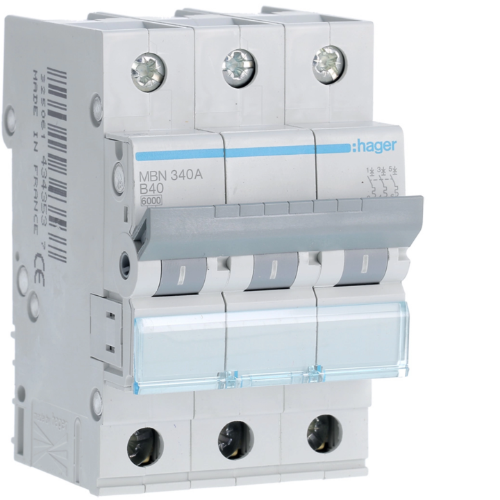 Hager MBN340 MCB 3P B-40A 6kA