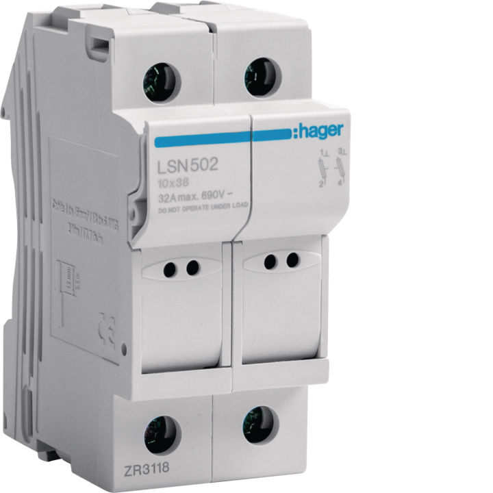 Hager LSN502 Fuse Carrier 2P 32A 690V L38 2M