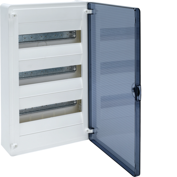 Hager VZ312 Surface Mount Distribution Board, 36 Modules, Transparent Door