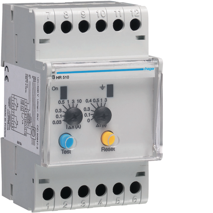 Hager HR510 Earth Leakage Relay 10A 30mA Type A