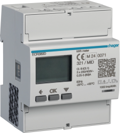 Hager ECR310D 3-Phase kWh Meter Direct 80A 4M Modbus MID
