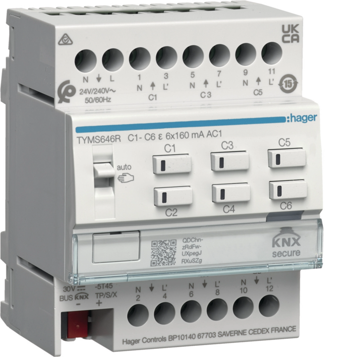 Hager TYMS646R KNX šildymo pavara 6 kanalų 24/230V