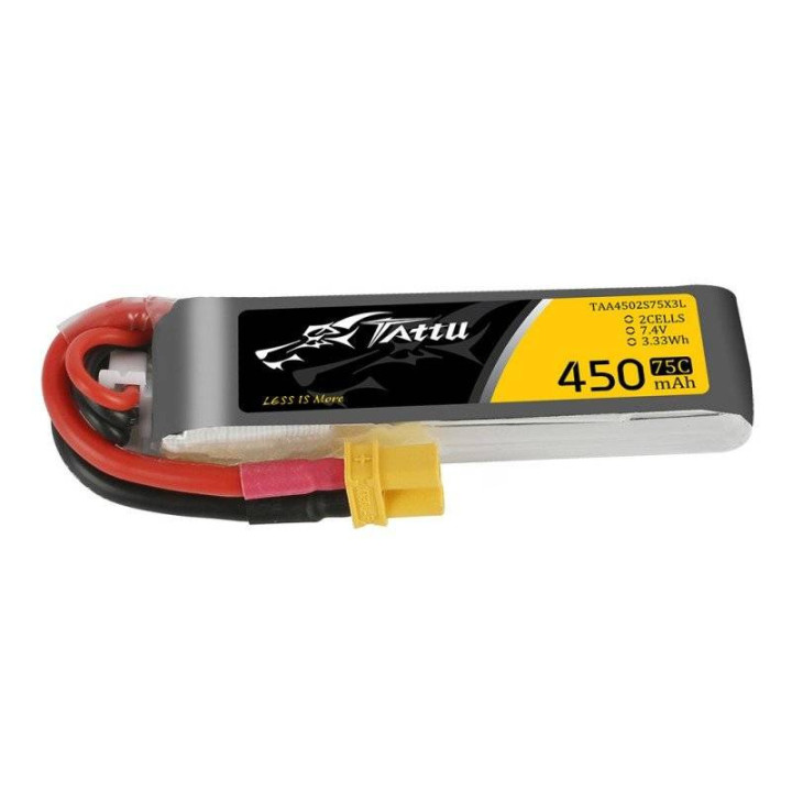 Tattu TAA4502S75X3L 450mAh 7.4V 75C 2S1P LiPo Battery with XT30 Connector