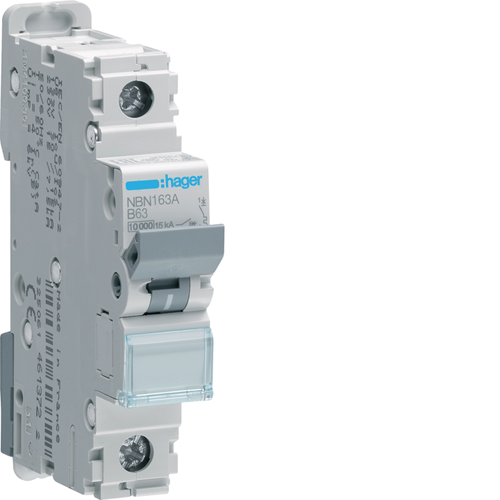 Hager NBN163 MCB 1P B-63A 10kA