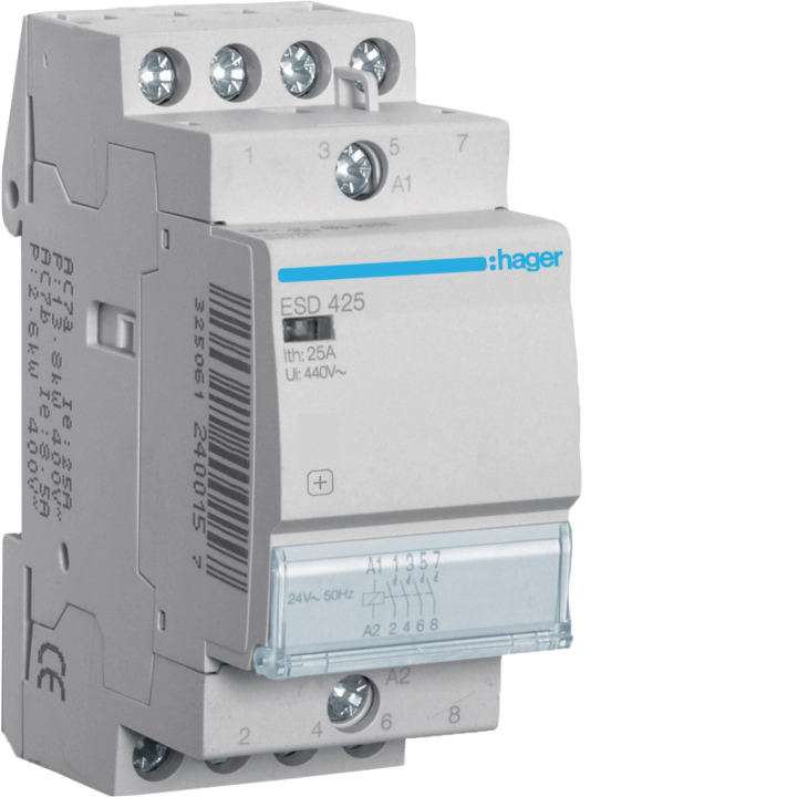 Hager ESD425 Contactor 25A 4NO 24V