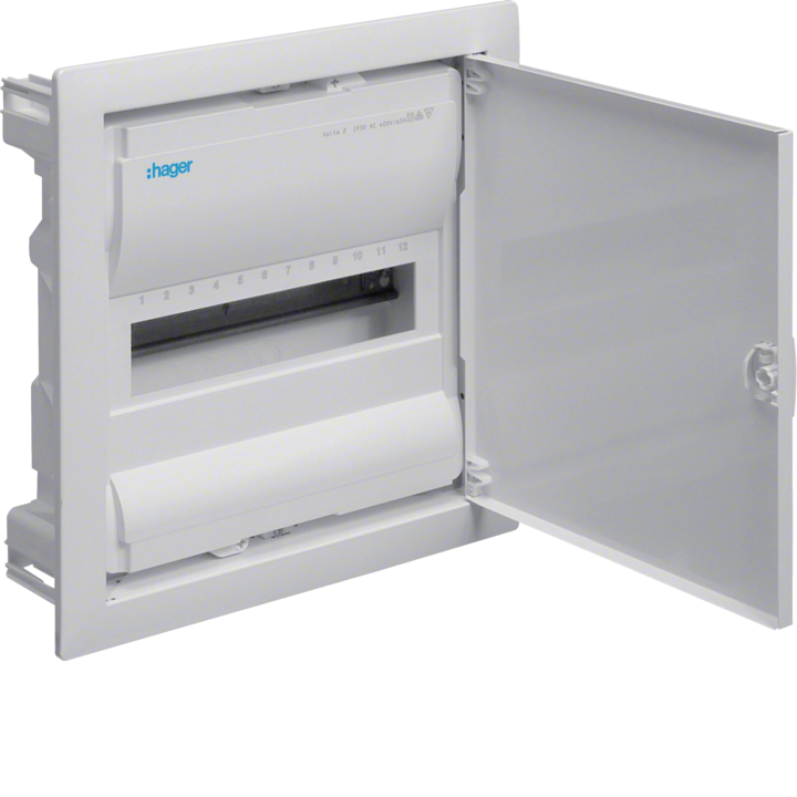 Hager VU12NC Flush-Mounted Distribution Board Enclosure, 12 Modules, IP30