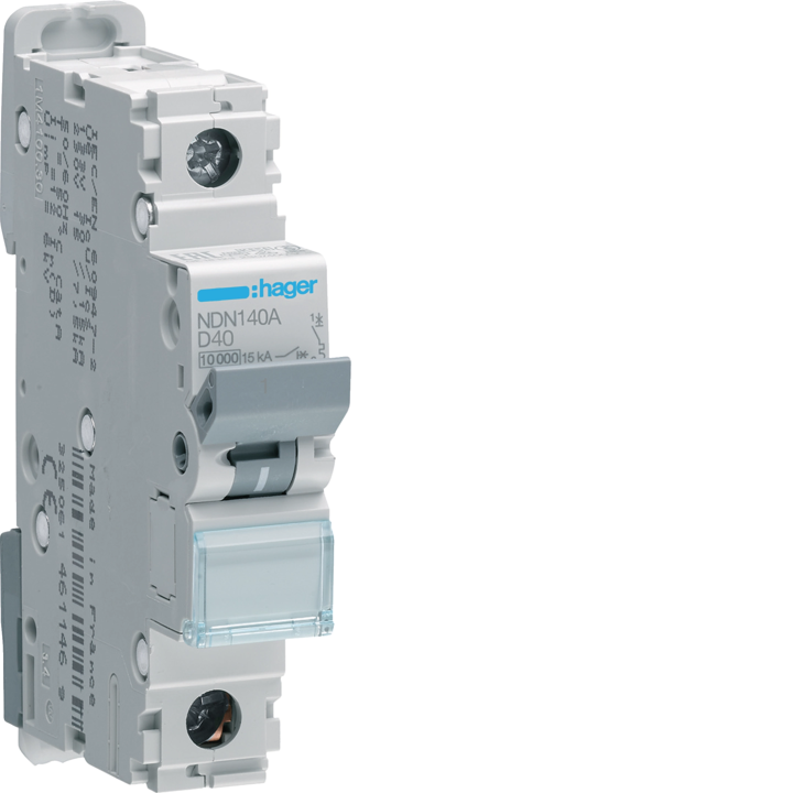 Hager NDN140 MCB 1P 40A D Curve 10kA