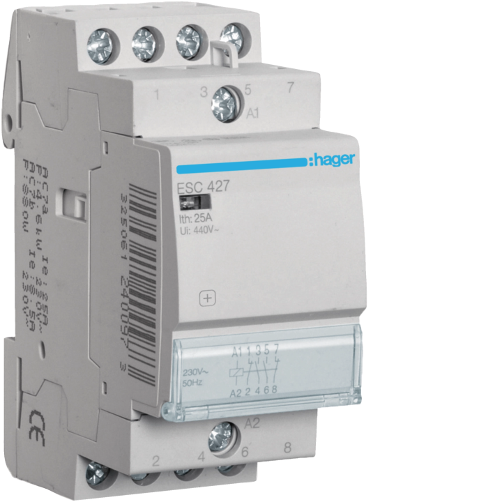 Hager ESC427 Contactor 25A 2NO+2NC 230V