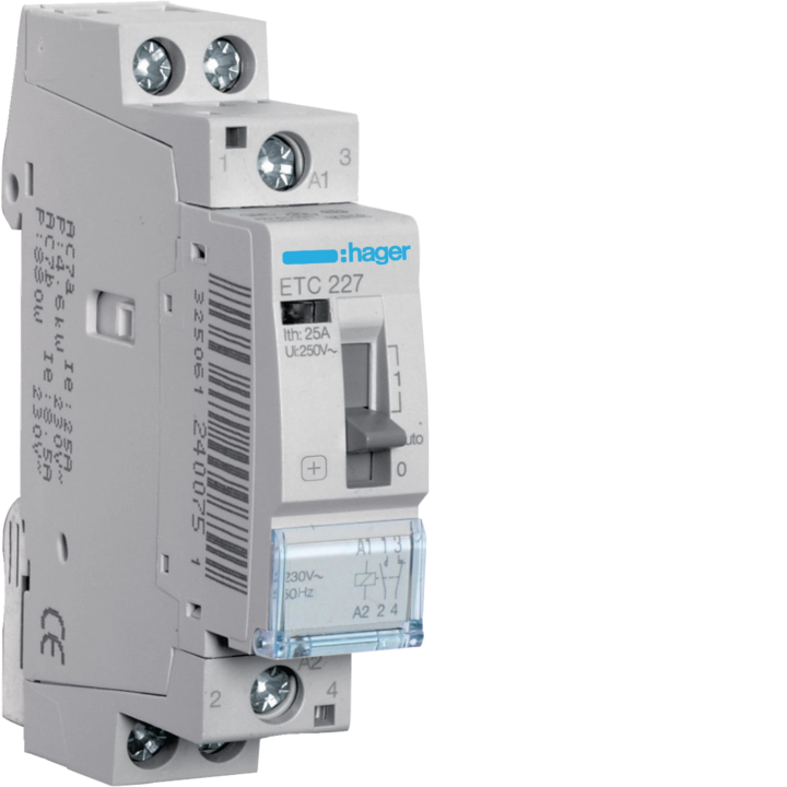 Контактор Hager ETC227 «Ночь и день» 25A, 1NO+1NC, 230V