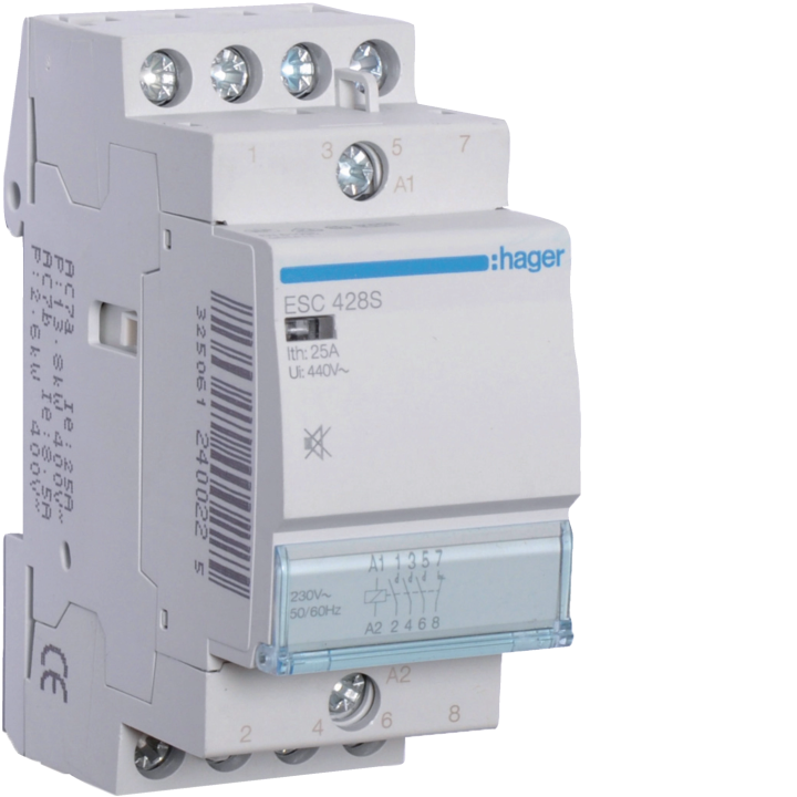 Контактор Hager ESC428S (Humfree), 25A, 3NO+1NC, 230V