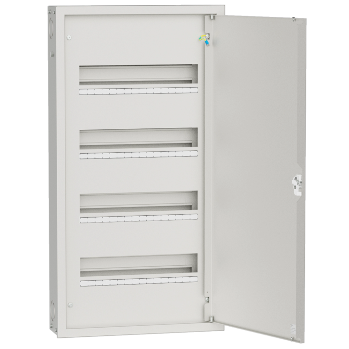 Hager FR64S Distribution Board, 64 Modules, 4 Rows, Surface Mount