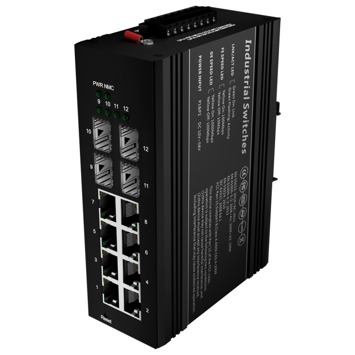 Hallittava PoE-kytkin 11 porttia Gigabit 240W DIN-kisko