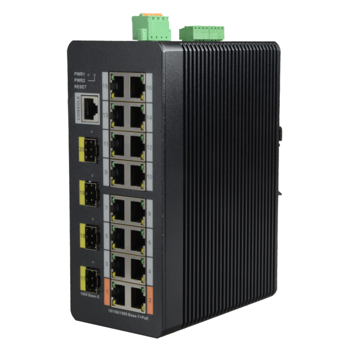 XS-SW2016HIPOE-MGF-240-DIN X-SECURITY 16-Port Gigabit PoE+ Managed Switch with 2 SFP, 240W