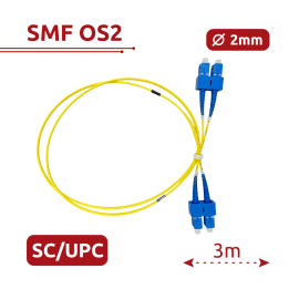 SAFIRE SF-SC-UPC-SC-UPC-OS2-DX-3M-Y OS2 duplexkaapeli 3m