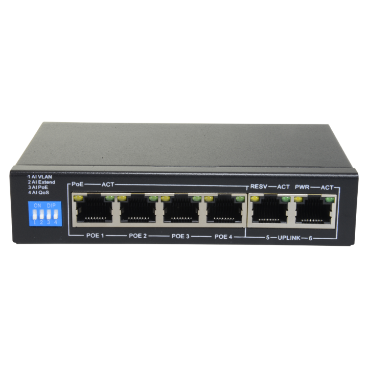 SAFIRE SF-SW0604POE-60 5 prievadų valdomas PoE komutatorius