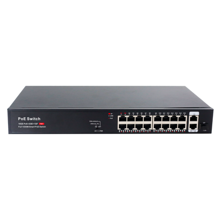 MARCA BLANCA SW16GE2GE1SFP-2BT-250W pārvaldāms PoE komutators, 16 porti Gigabit, 2 uplink, 1 SFP, 250W