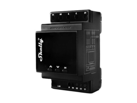 DIN Rail Smart Switch Pro 4PM ar jaudas mērīšanu, 4 kanāli Shelly